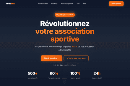 Fedelink — Plateforme de gestion tout-en-un pour digitaliser les associations sportives, site créé par Altilink