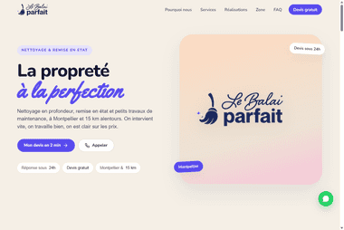 Le Balai Parfait — Entreprise de nettoyage à Montpellier : bureaux, fin de chantier et copropriété, site créé par Altilink